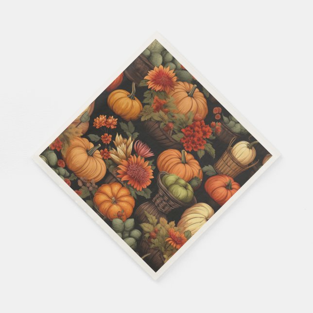 Kürbiszeit, Herbstfarben, Serviette (Ecke)
