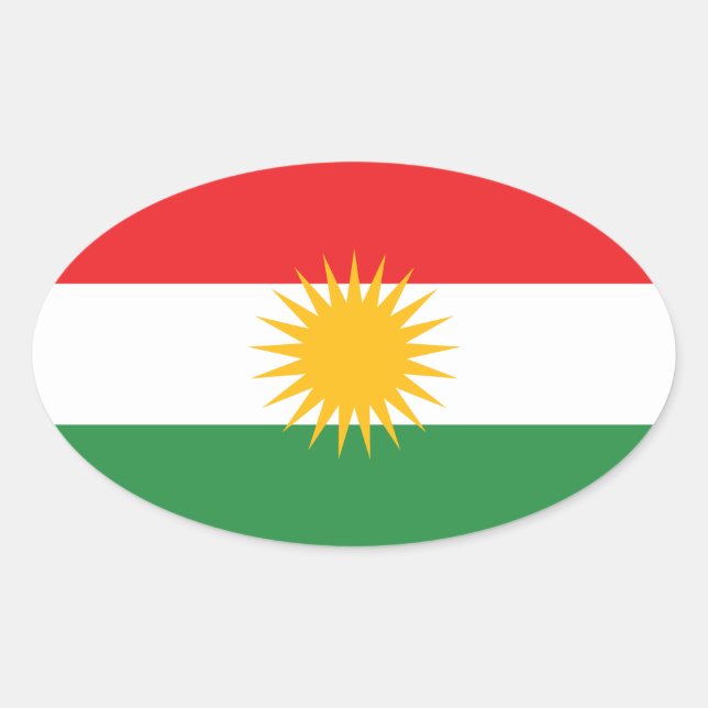 Kurdische Flagge Ovaler Aufkleber (Vorderseite)