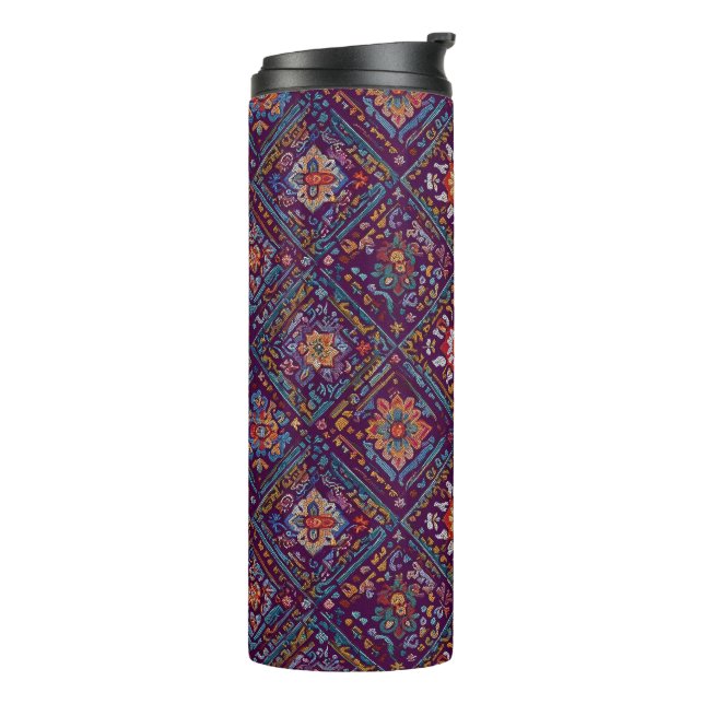 Kurdische Mosaik-Blumenmuster Thermosbecher (Nach links gedreht)