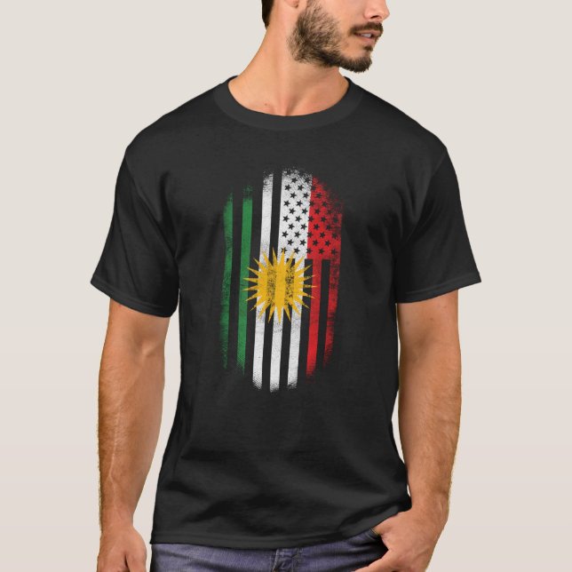 Kurdisches Flagge-   Kurdistan und USA-Entwurf T-Shirt (Vorderseite)
