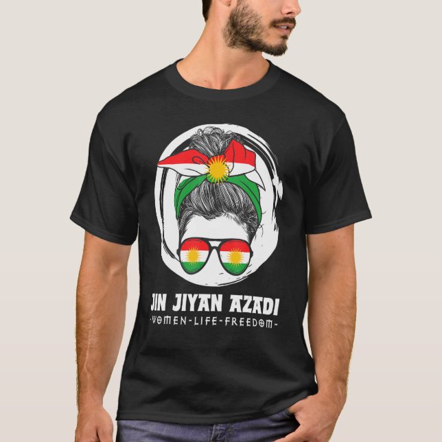 Kurdish Flag. JIN-JIYAN-AZADI Support Kurdish wome T-Shirt (Vorderseite)