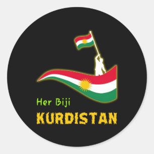 Kurdishkurd Kurdistan Flag Runder Aufkleber
