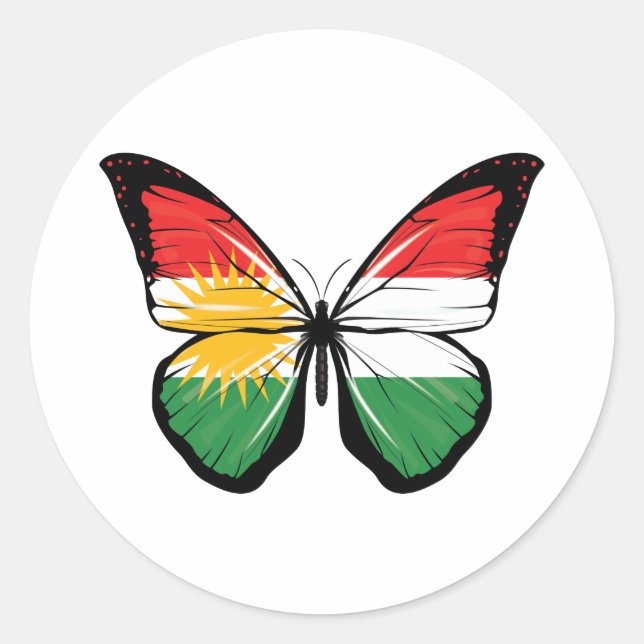 Kurdistan Butterfly Flag Runder Aufkleber (Vorderseite)