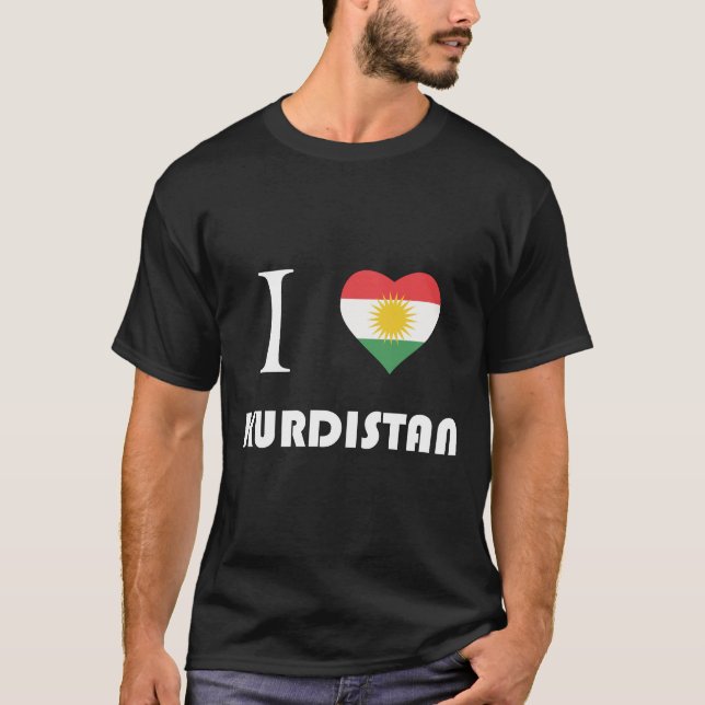 Kurdistan der Liebe I - weißer Text, schwarz T-Shirt (Vorderseite)
