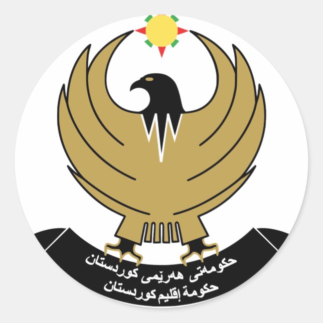 Kurdistan-Emblem Runder Aufkleber (Vorderseite)
