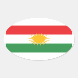 Kurdistan-Flagge Ovaler Aufkleber