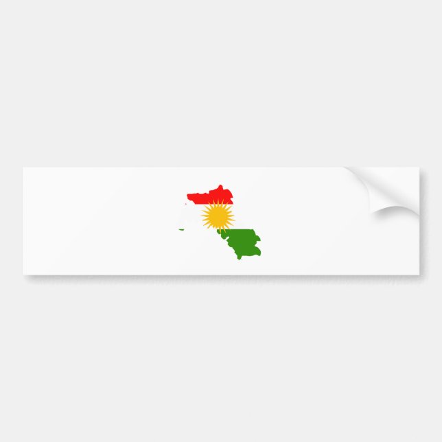Kurdistan-Flaggen-Karte Größengleich Autoaufkleber (Vorne)