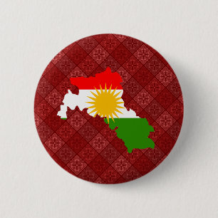 Kurdistan-Flaggen-Karte Größengleich Button