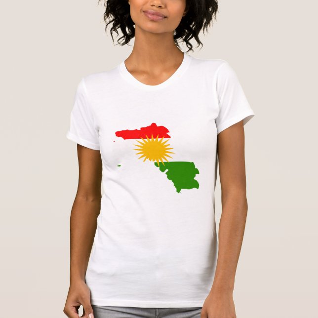 Kurdistan-Flaggen-Karte Größengleich T-Shirt (Vorderseite)