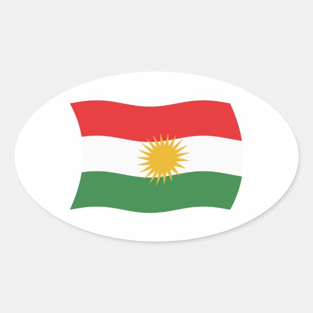 Kurdistan-Flaggensticker Ovaler Aufkleber (Vorderseite)