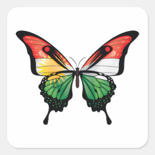 Kurdistan Frack Butterfly Flag Quadratischer Aufkleber