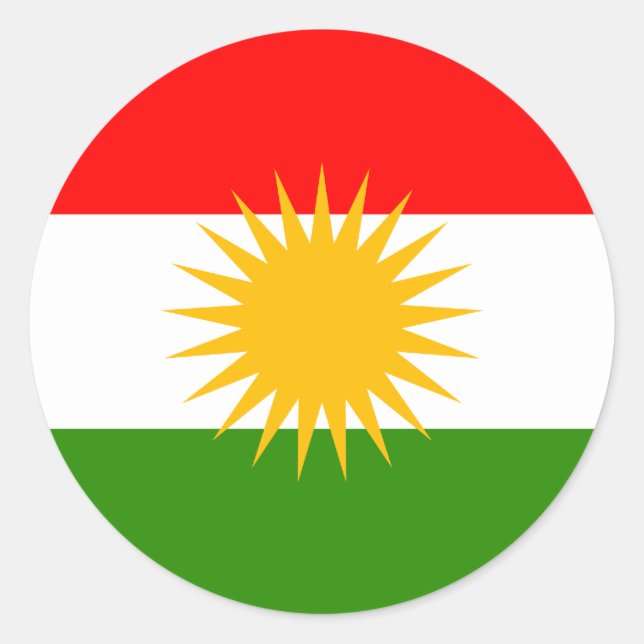 Kurdistan Hochwertige Flagge Runder Aufkleber (Vorderseite)