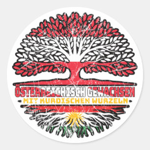 Kurdistan Kurdisch Österreichisch Baum Runder Aufkleber