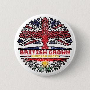 Kurdistan Kurdish Uk United Kingdom British Tree Button