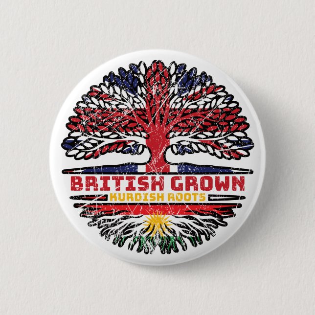Kurdistan Kurdish Uk United Kingdom British Tree Button (Vorderseite)