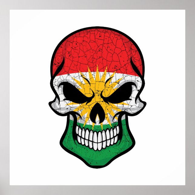 Kurdistan lächelnde Schädelflagge Poster (Vorne)