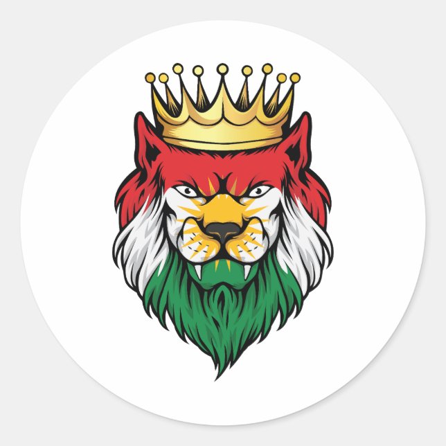 Kurdistan Lion King Flag Runder Aufkleber (Vorderseite)