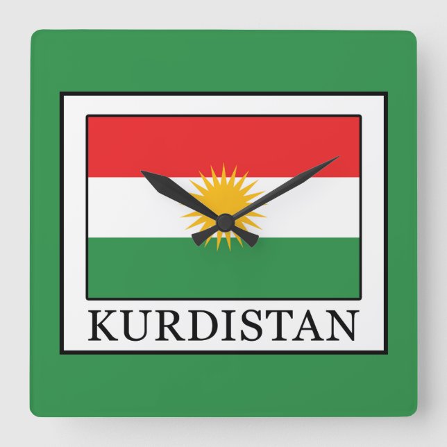 Kurdistan Quadratische Wanduhr (Vorderseite)