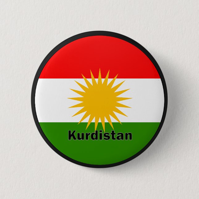 Kurdistan Roundel Qualität Flagge Button (Vorderseite)