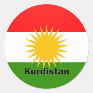 Kurdistan Roundel Qualität Flagge Runder Aufkleber