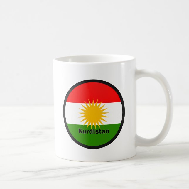 Kurdistan Roundel Qualität Flagge Tasse (Rechts)