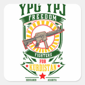 KURDISTAN - YPG - YPJ Freedom Warrior Quadratischer Aufkleber