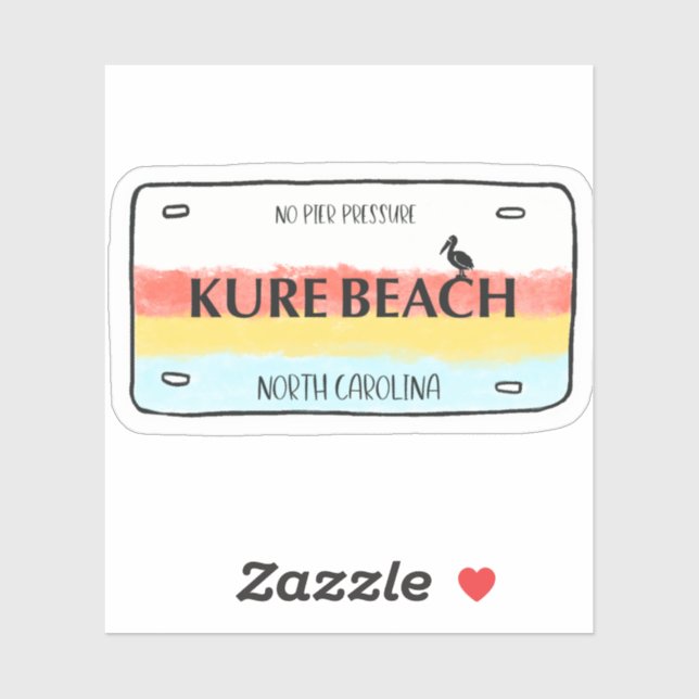 Kure Beach License Plate Vinyl Sticker (Blatt)