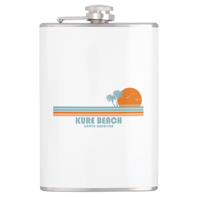 Kure Beach North Carolina Sun Palm Trees Flachmann (Vorderseite)