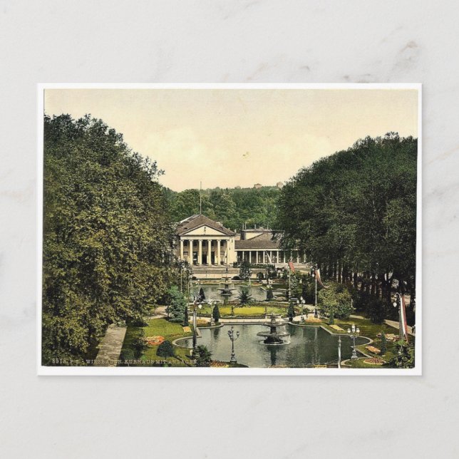 Kurhaus und Umgebung, Wiesbaden, Hesse-Nassau, Postkarte (Vorderseite)