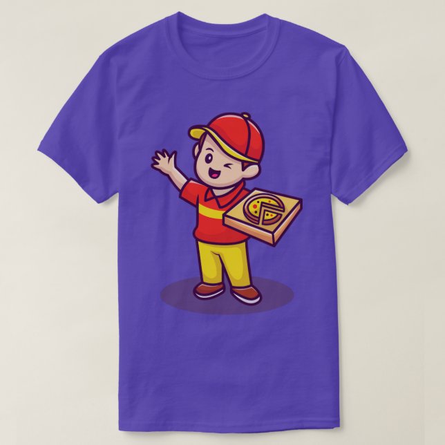 Kurier mit Pizzakartons T-Shirt (Design vorne)