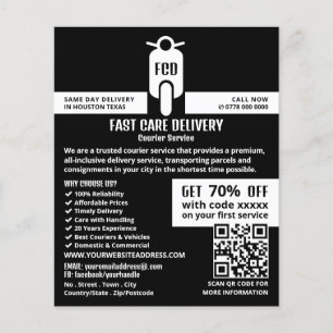 Kurier-Moped-Logo, Kurierdienstwerbung Flyer