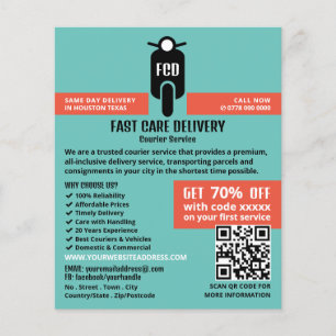 Kurier-Moped-Logo, Kurierdienstwerbung Flyer