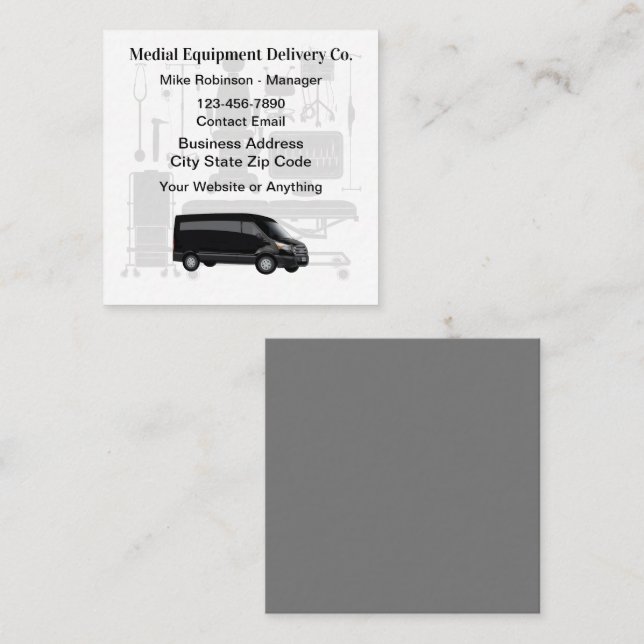 Kuriertreiber für Medizintechnik Quadratische Visitenkarte (Vorne/Hinten)