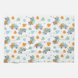 Kürme in einem Wagenmuster blau orange Geschirrtuch