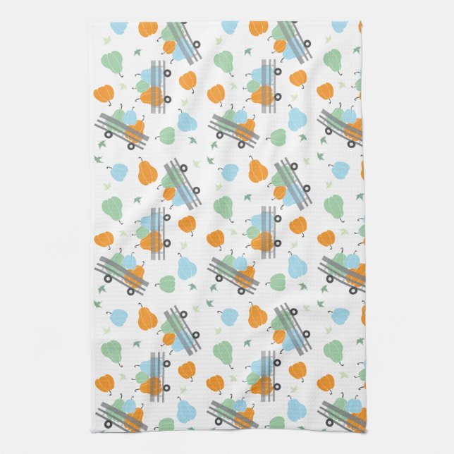 Kürme in einem Wagenmuster blau orange Geschirrtuch (Vertikal)