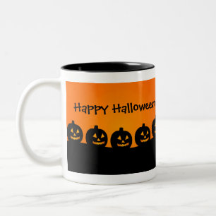 Kürme in einer Reihe, glückliche Halloween-Tasse Zweifarbige Tasse