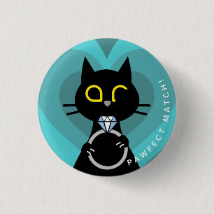Kuro Catto Vorschlag Abzeichen - Funny Cat Verlobu Button