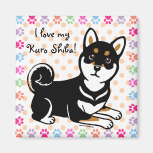 Kuro Shiba Inu Hund Cartoon Magnet