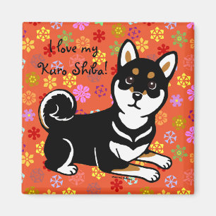 Kuro Shiba Inu Hund Cartoon Magnet