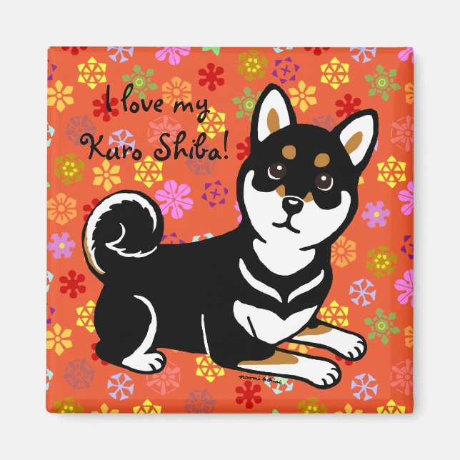 Kuro Shiba Inu Hund Cartoon Magnet