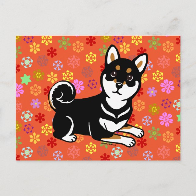 Kuro Shiba Inu Hund Cartoon Postkarte (Vorderseite)