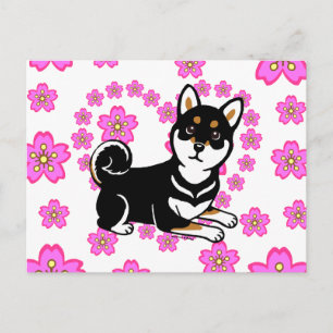 Kuro Shiba Inu Hund Cartoon Postkarte