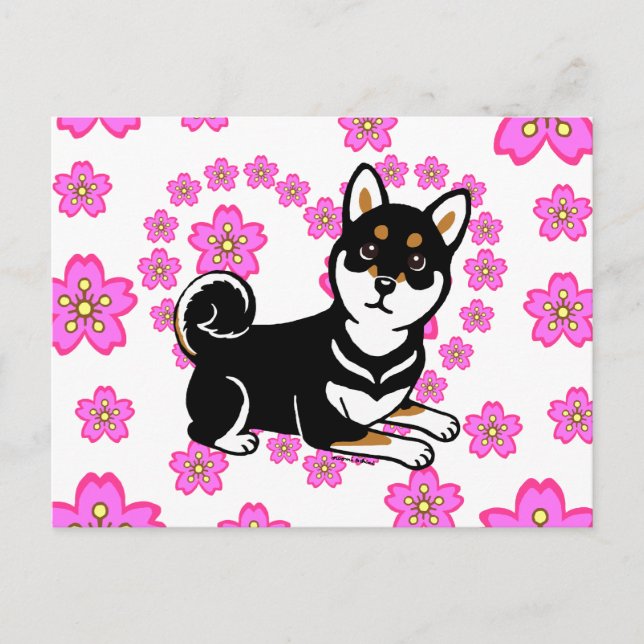 Kuro Shiba Inu Hund Cartoon Postkarte (Vorderseite)