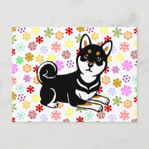 Kuro Shiba Inu Hund Cartoon Postkarte