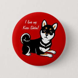 Kuro Shiba Inu HundeCartoon Button
