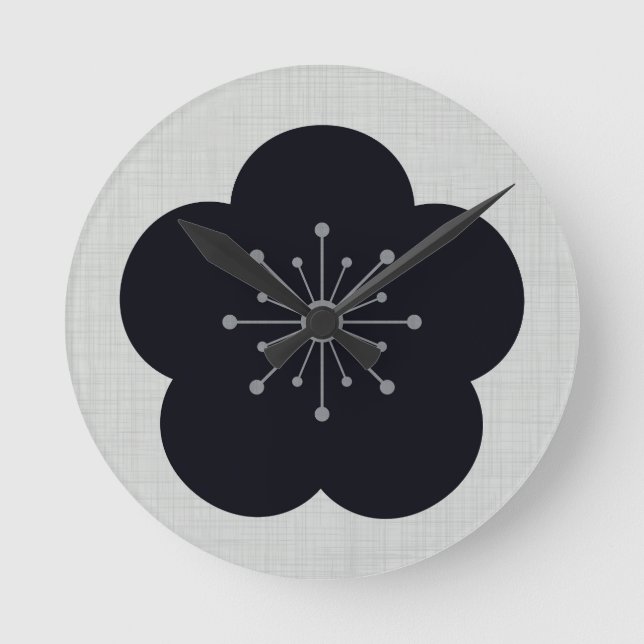KURO UME - Bold-White Runde Wanduhr (Vorderseite)