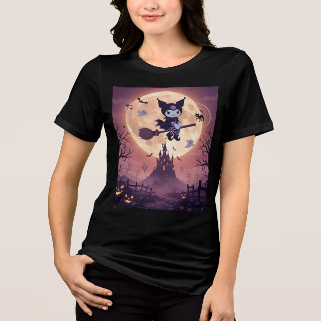 Kuromi On Halloween Night Tri-Blend Shirt (Vorderseite)
