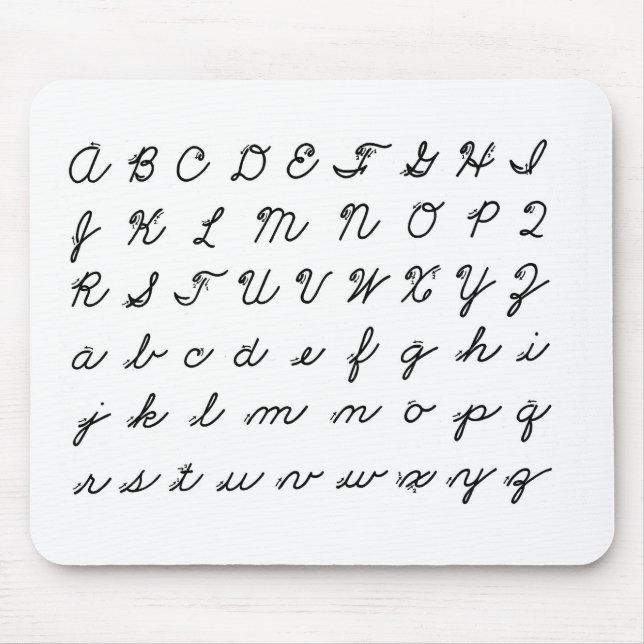 Kursive-Schreibschrift-Tabelle Mousepad (Vorne)
