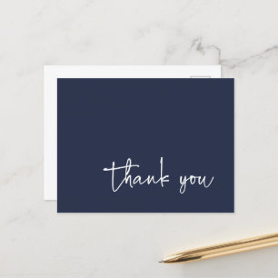 Kursive Schriftartypografie Marineblau Danke Postkarte
