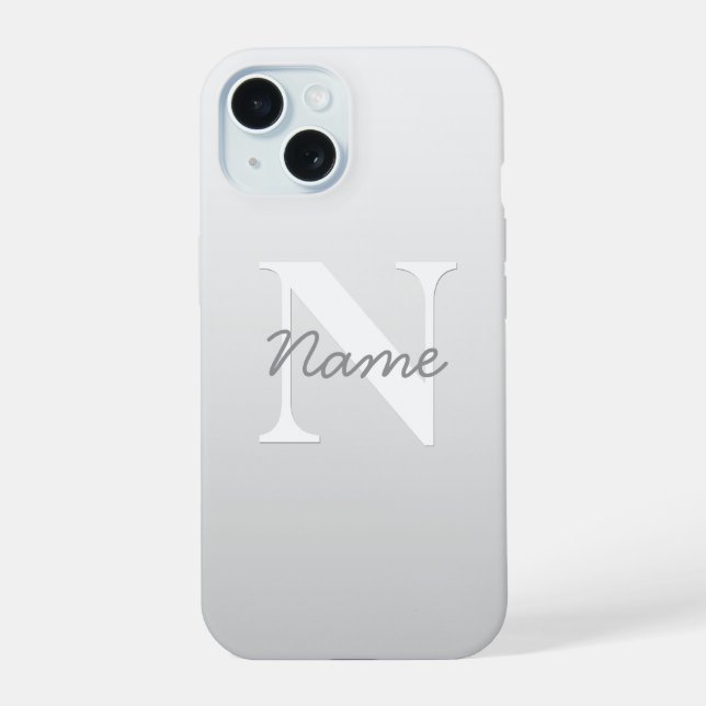 Kursiver Name oder anderer Text mit Monogramm | Fa iPhone 15 Hülle (Rückseite)